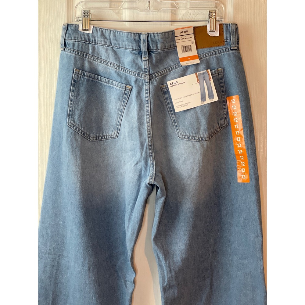 Aeropostale Jeans Women's 12 Blue New High Rise Wide Leg Non-Stretch Denim New - Picture 6 of 15